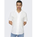 ONLY & SONS Caiden S/S Hør Skjorte - Hvid