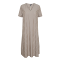 PIECES Pcpenny Kortærmet V-Neck Midi Kjole Camp Mm - Fossil