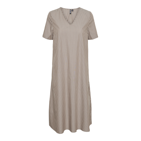 PIECES Pcpenny Kortærmet V-Neck Midi Kjole Camp Mm - Fossil