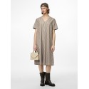 PIECES Pcpenny Kortærmet V-Neck Midi Kjole Camp Mm - Fossil