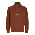 JACK & JONES Jorvesterbro Sweat Quarter Zip Hn - Brandy Brown