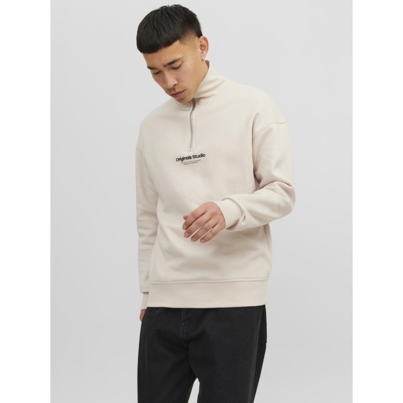 JACK & JONES Jorvesterbro Sweat Quarter Zip Hn - Moonbeam