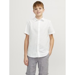 JACK & JONES Junior Hør S/S Skjorte - White