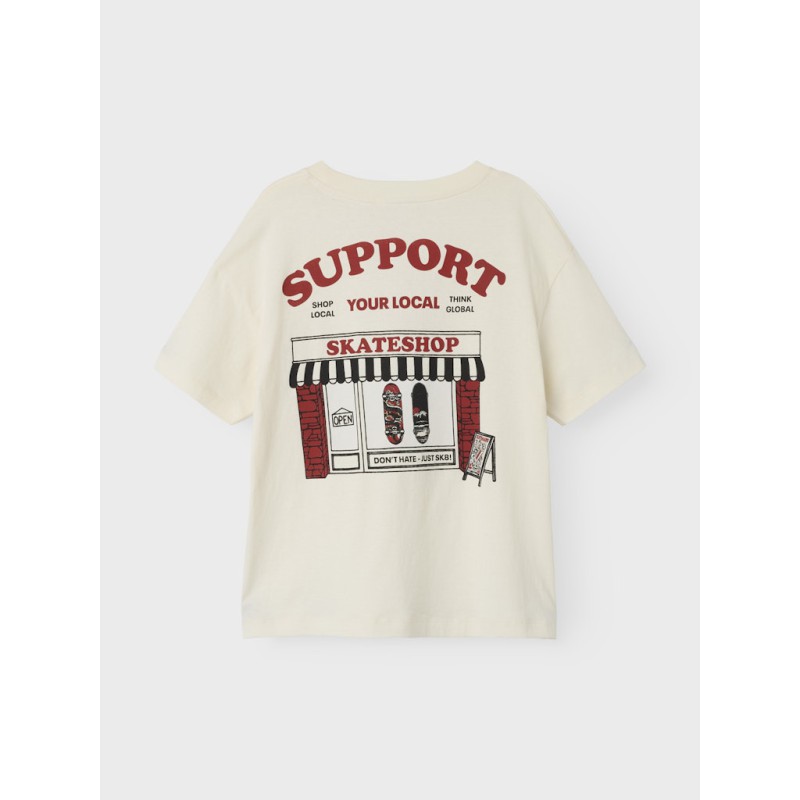 NAME IT Kids Lasso S/S T-shirt - White Swan/Rød