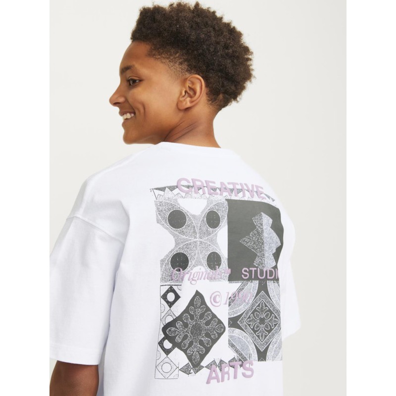 JACK & JONES Junior Noho Ryg Grafisk T-shirt - Bright White