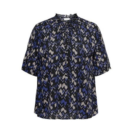 ONLY CARMAKOMA Yaya Life 2/4 V-Neck Top Aop - Clematis Blue