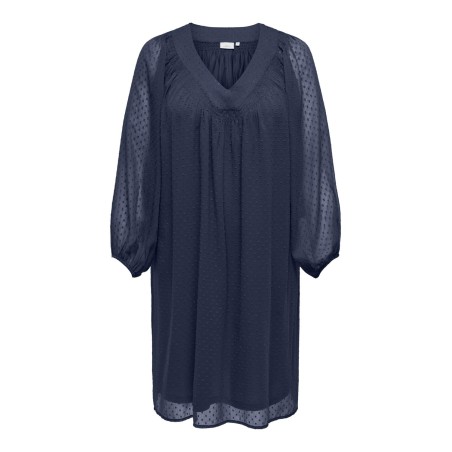 ONLY CARMAKOMA Anine Life 3/4 V-Neck Knee Kjole Vævet - Naval Academy