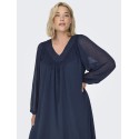 ONLY CARMAKOMA Anine Life 3/4 V-Neck Knee Kjole Vævet - Naval Academy