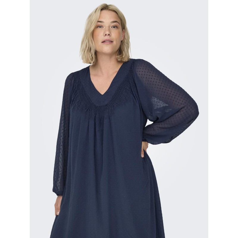 ONLY CARMAKOMA Anine Life 3/4 V-Neck Knee Kjole Vævet - Naval Academy