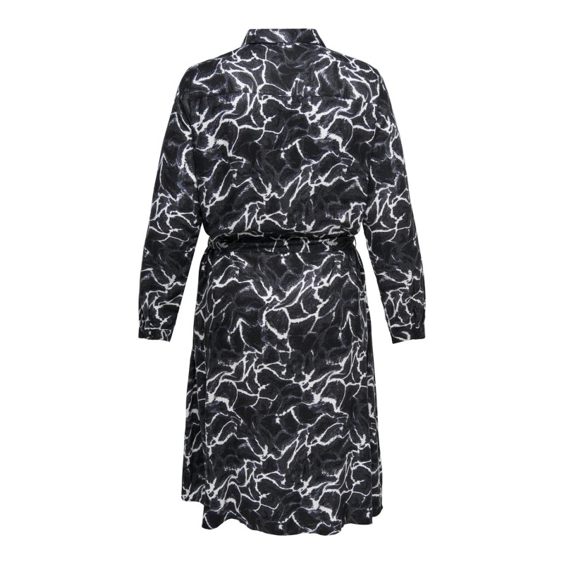 ONLY CARMAKOMA Ammia Langærmet Midi Shirt Kjole Aop - Sort Beauty