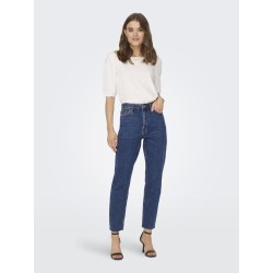 ONLY Emily HW Raw Ankel Jeans - Dark Blue Denim