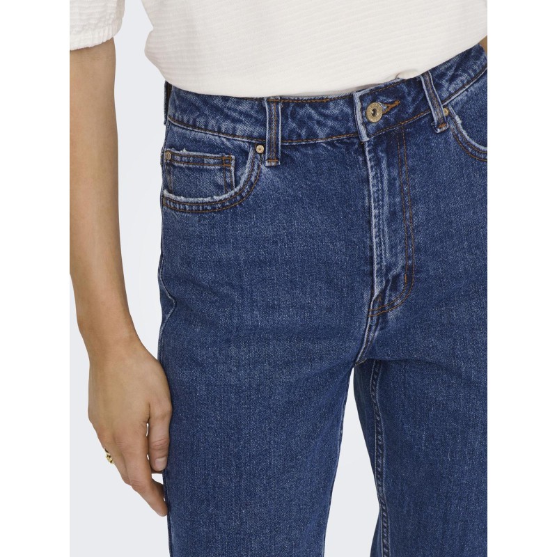 ONLY Emily HW Raw Ankel Jeans - Dark Blue Denim