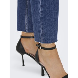 ONLY Emily HW Raw Ankel Jeans - Dark Blue Denim