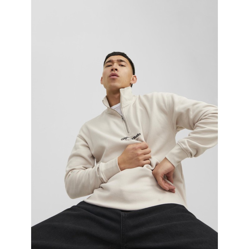 JACK & JONES Vesterbro Sweatshirt Kvart Lynlås - Moonbean