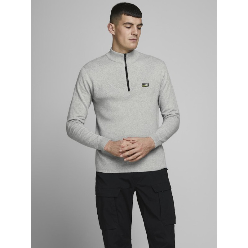 JACK & JONES Strik Polotrøje - Light Grey Melange