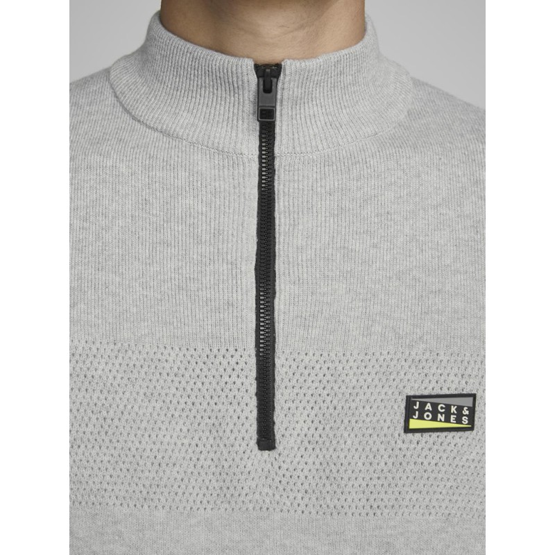 JACK & JONES Strik Polotrøje - Light Grey Melange