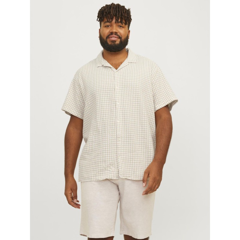 JACK & JONES Plus Luke Dobby Ternet S/S Skjorte - Fields Of Rye