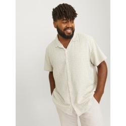 JACK & JONES Plus Luke Dobby Ternet S/S Skjorte - Fields Of Rye