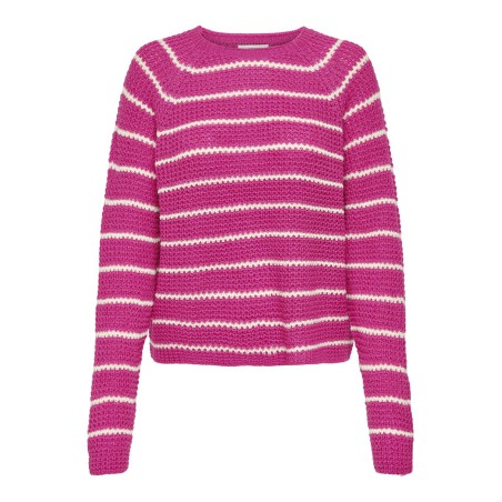 JDY Ellen L/S Ragla Strik Stribet Pullover - Rose Violet