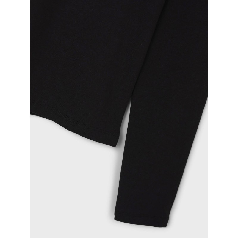 LMTD Nove Langærmet Deep O-Neck Kort Top - Sort