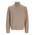 JACK & JONES Jprblamilano Stitch Knit Half Zip Sn - Greige