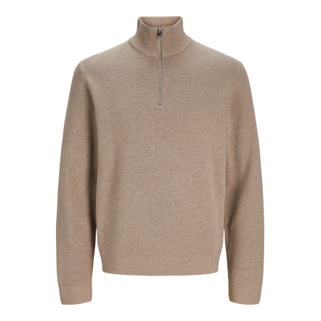JACK & JONES Jprblamilano Stitch Knit Half Zip Sn - Greige