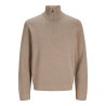 JACK & JONES Milano stitch strik kvart lynet sweater - Greige