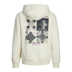 JACK & JONES Junior Noho Back Grafisk Hoodie - Antique White