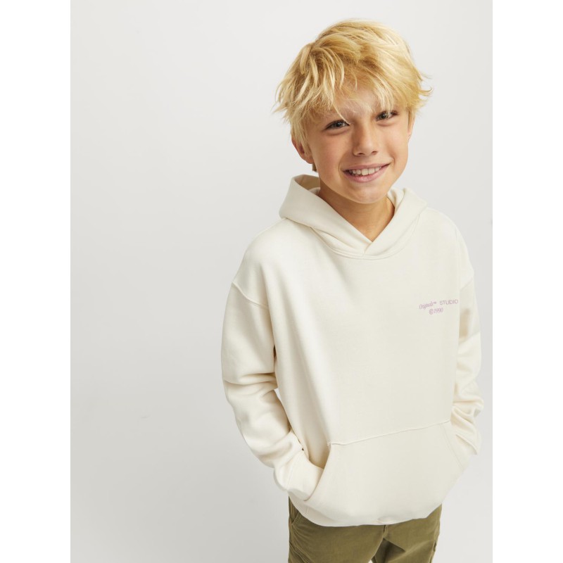 JACK & JONES Junior Noho Back Grafisk Hoodie - Antique White