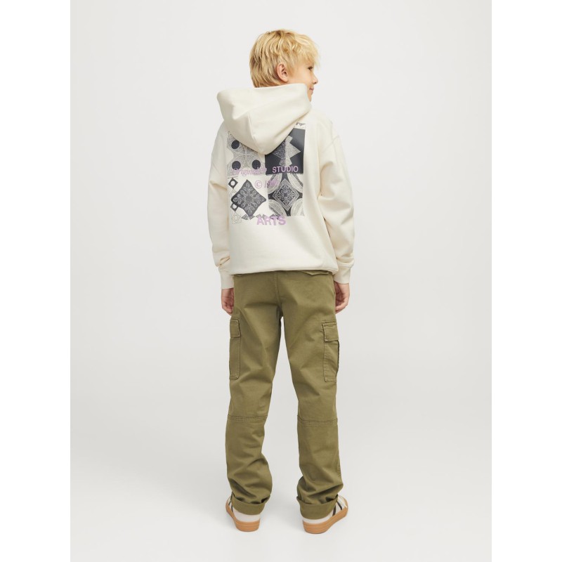 JACK & JONES Junior Noho Back Grafisk Hoodie - Antique White