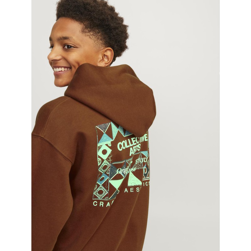 JACK & JONES Junior Noho Back Grafisk Hoodie - Brandy Brown