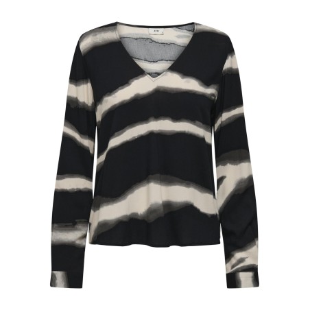 JDY Sezen Life Langærmet V-Neck Top Vævet Dia - Sort