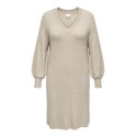 ONLY CARMAKOMA Katia Langærmet V-Neck Kjole Knt - Mocha Meringue