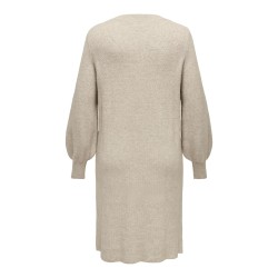 ONLY CARMAKOMA Katia Langærmet V-Neck Kjole Knt - Mocha Meringue