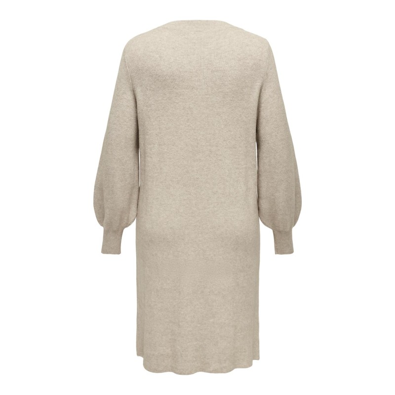 ONLY CARMAKOMA Katia Langærmet V-Neck Kjole Knt - Mocha Meringue