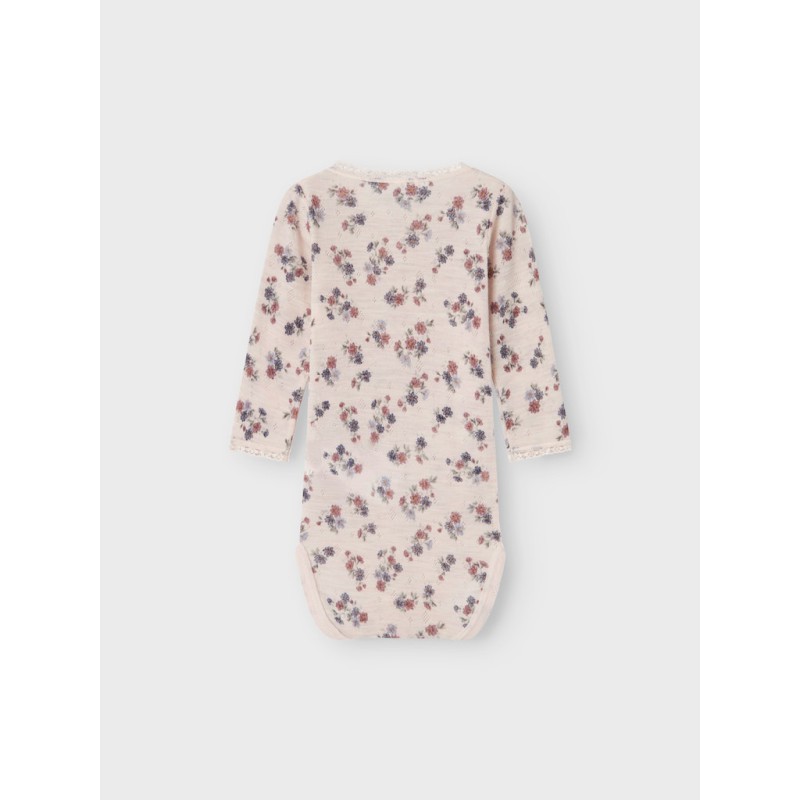 NAME IT Baby Wang Merinould Nål L/S Bodystocking - Lilac Ash