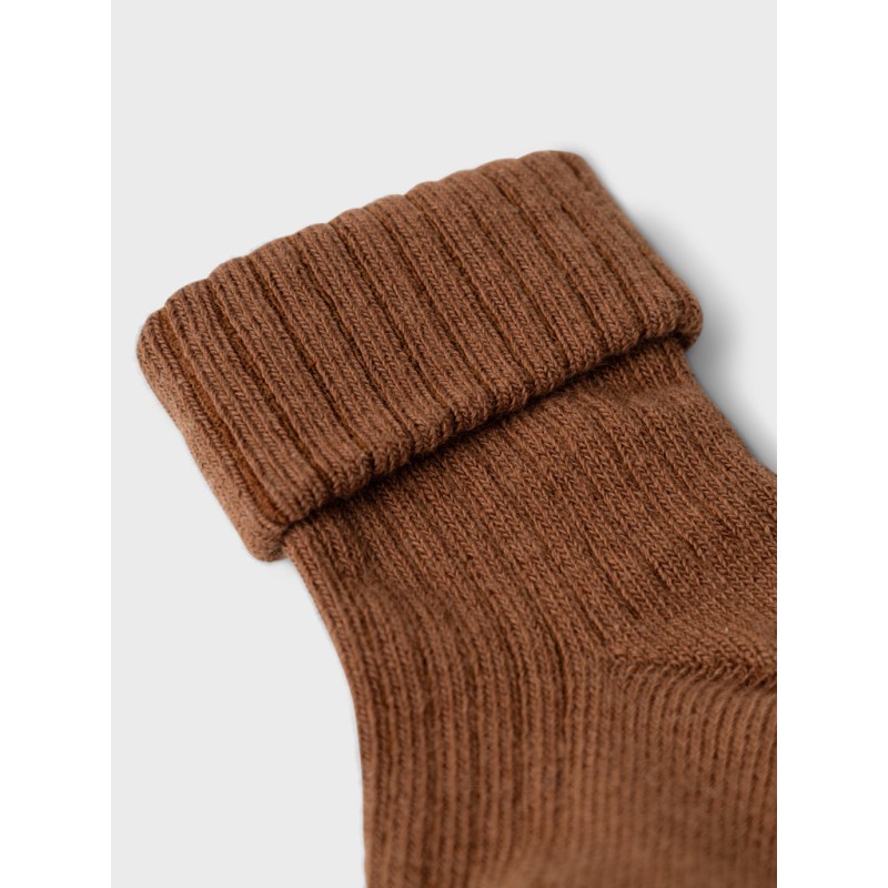 NAME IT Baby Nobbu Rib Strik Sokker - Pecan Pie