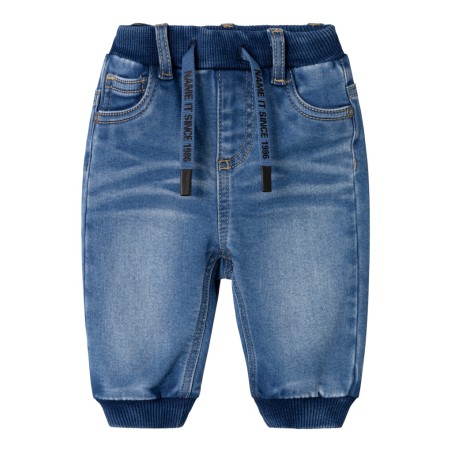 NAME IT Baby Ben Baggy Fleece Jeans- Medium Blue Denim