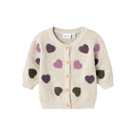 NAME IT Baby Neheart L/S Strik Cardigan - Peyote Melange