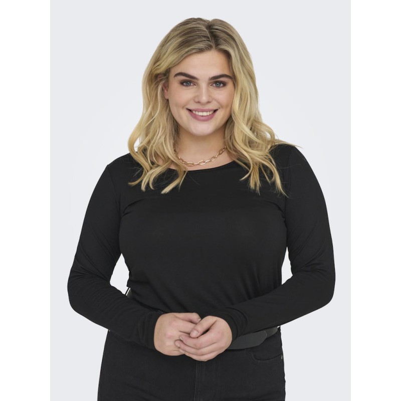 ONLY CARMAKOMA L/S Basis T-shirt - Sort