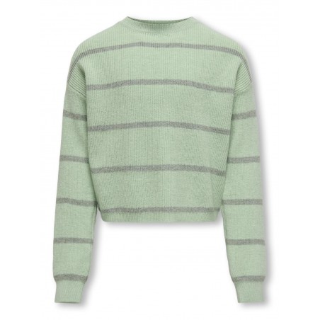 KIDS ONLY Franca Kort Langærmet Stripe Knt - Birds Egg Green