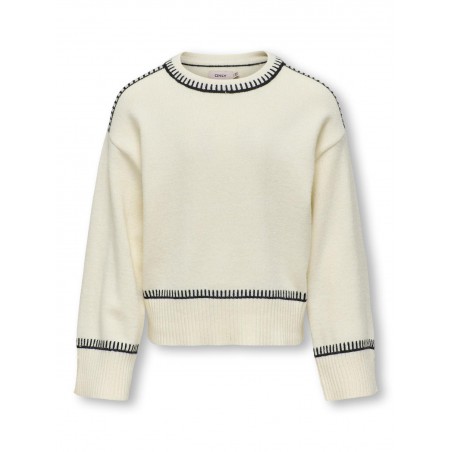 KIDS ONLY Ibi Langærmet Stitch O-Neck Cp Knt - Hvidcap Gray