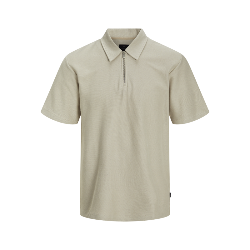 JACK & JONES Jprblaandrew Kortærmet Zip Polo - Silver Lining