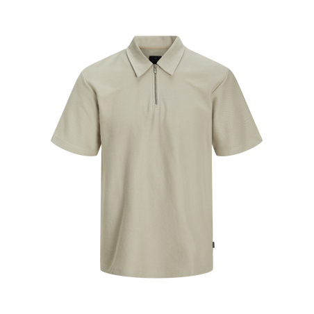 JACK & JONES Jprblaandrew Kortærmet Zip Polo - Silver Lining