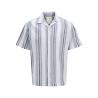 JACK & JONES PREMIUM Summer Stribet Resort S/S Hør Skjorte - Ashley Blue