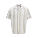JACK & JONES PLUS Ccsummer Stripe Resort Hør Skjorte - Travertine