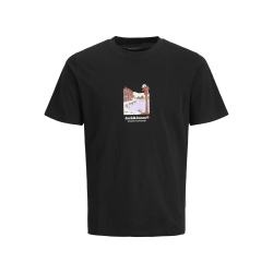 JACK & JONES PLUS Split Graphic Front T-Shirt - Sort