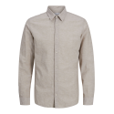 JACK & JONES JUNIOR L/S Breeze Hør Skjorte - Crockery