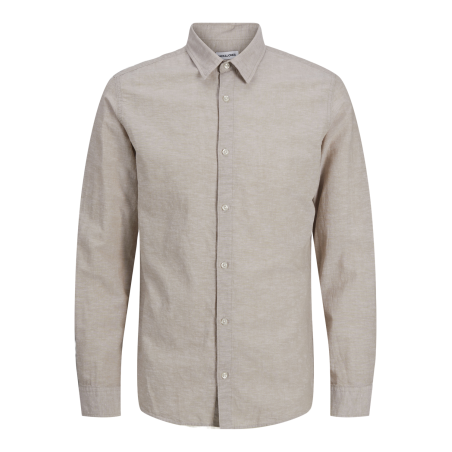 JACK & JONES JUNIOR L/S Breeze Hør Skjorte - Crockery