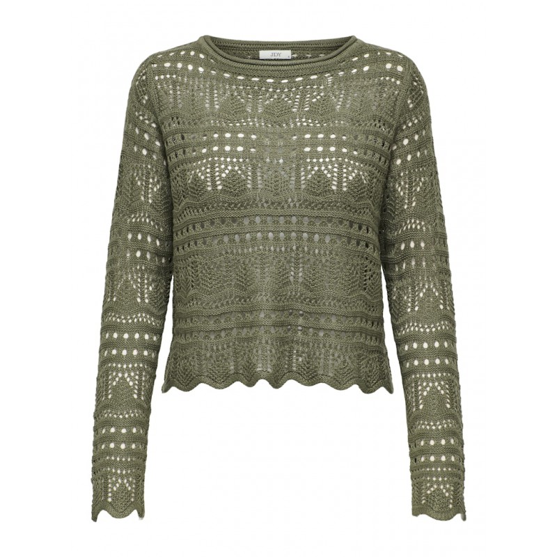 JDY Sun Lay L/S Boatneck Strik Pullover - Ivy Green